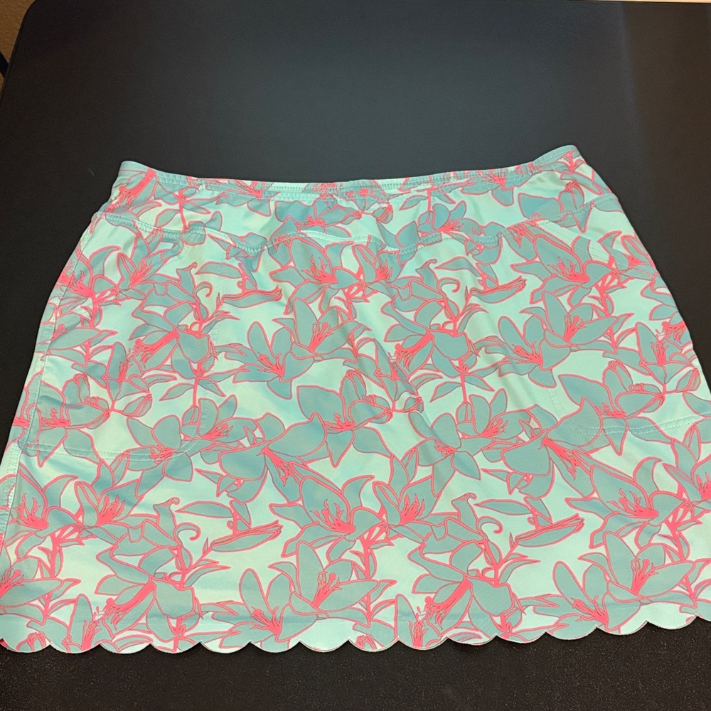 Floral coral  and green Women's Skirt